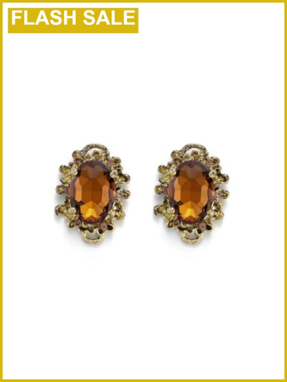 Victorian Style Oval Stud Earrings Austrian Crystal Costume Jewelry